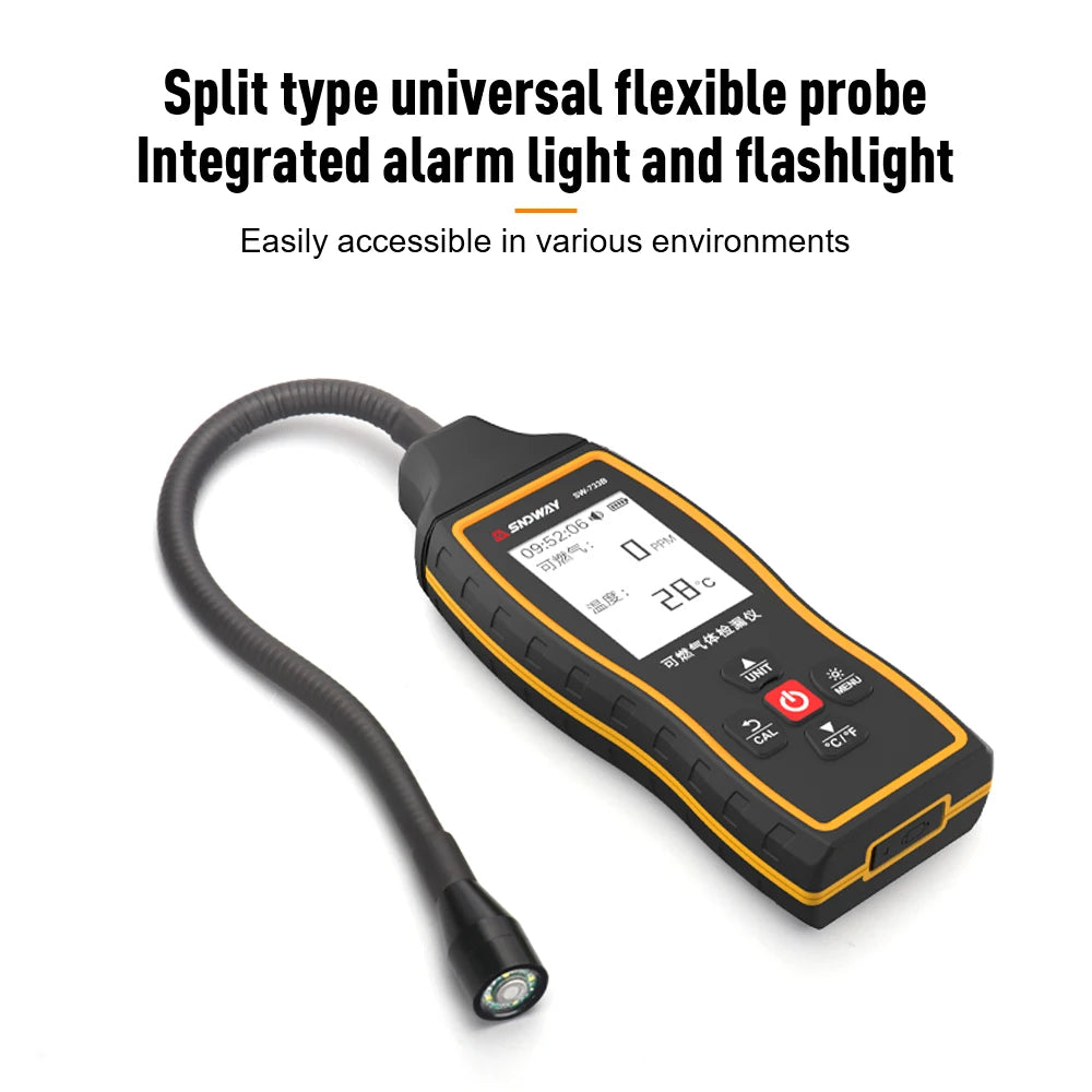 Combustible Gas Detector SW-733A Propane CO Hexane Methane Leak Indicator Port Natural Measure Range 0-100% LEL With Alarm Combustible Gas Detector SW-733A Propane CO Hexane Methane Leak Indicator Port Natural Measure Range 0-100% LEL With Alarm